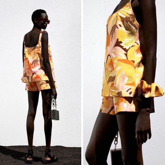 NWT ZARA 3piece set Top XL shorts XXL with scrunchie - Picture 4 of 5